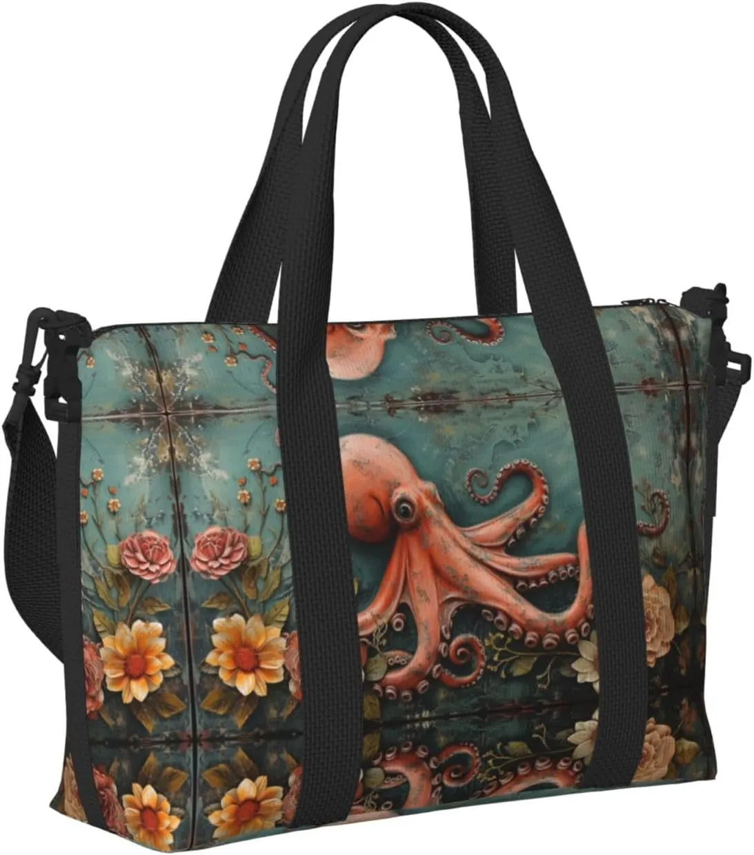 Travel Bag for Weekend Trips, Airplane Carry-On with Adjustable Strap, Octopus (6)