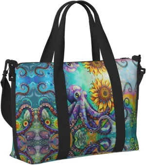 Travel Bag for Weekend Trips, Airplane Carry-On with Adjustable Strap, Octopus (8)