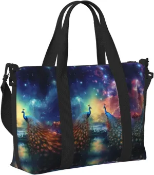 Travel Bag for Weekend Trips, Airplane Carry-On with Adjustable Strap, Peacock (15)