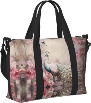 Travel Bag for Weekend Trips, Airplane Carry-On with Adjustable Strap, Peacock (16)