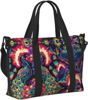 Travel Bag for Weekend Trips, Airplane Carry-On with Adjustable Strap, Peacock (5)