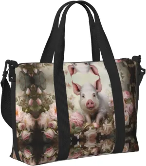 Travel Bag for Weekend Trips, Airplane Carry-On with Adjustable Strap, Pig (14)