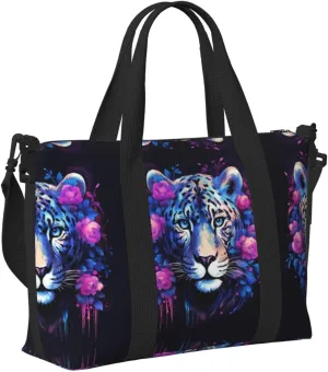 Travel Bag for Weekend Trips, Airplane Carry-On with Adjustable Strap, Rose Cheetah (1)