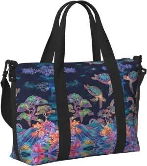 Travel Bag for Weekend Trips, Airplane Carry-On with Adjustable Strap, Sea Turtle (5)