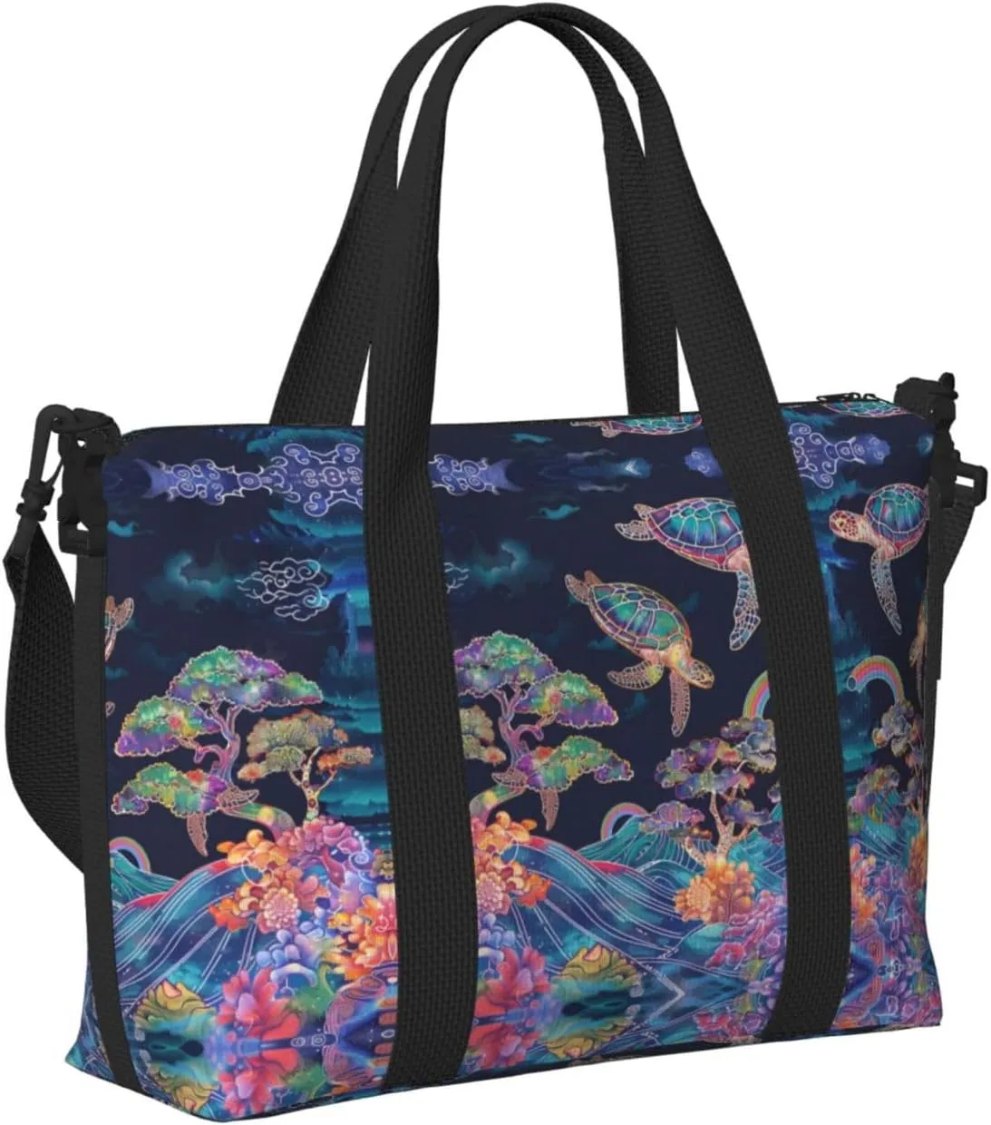 Travel Bag for Weekend Trips, Airplane Carry-On with Adjustable Strap, Sea Turtle (5)