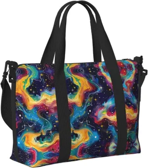 Travel Bag for Weekend Trips, Airplane Carry-On with Adjustable Strap, Starry Sky Universe (4)