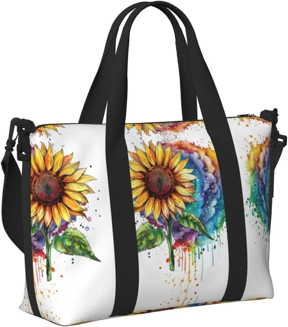 Travel Bag for Weekend Trips, Airplane Carry-On with Adjustable Strap, Sunflower (16)