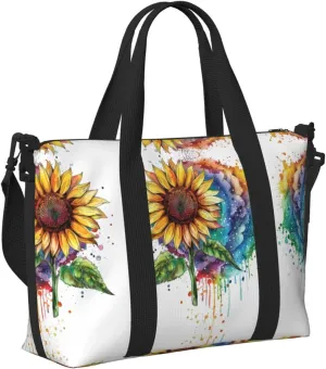 Travel Bag for Weekend Trips, Airplane Carry-On with Adjustable Strap, Sunflower (16)