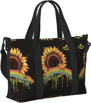 Travel Bag for Weekend Trips, Airplane Carry-On with Adjustable Strap, Sunflower (19)
