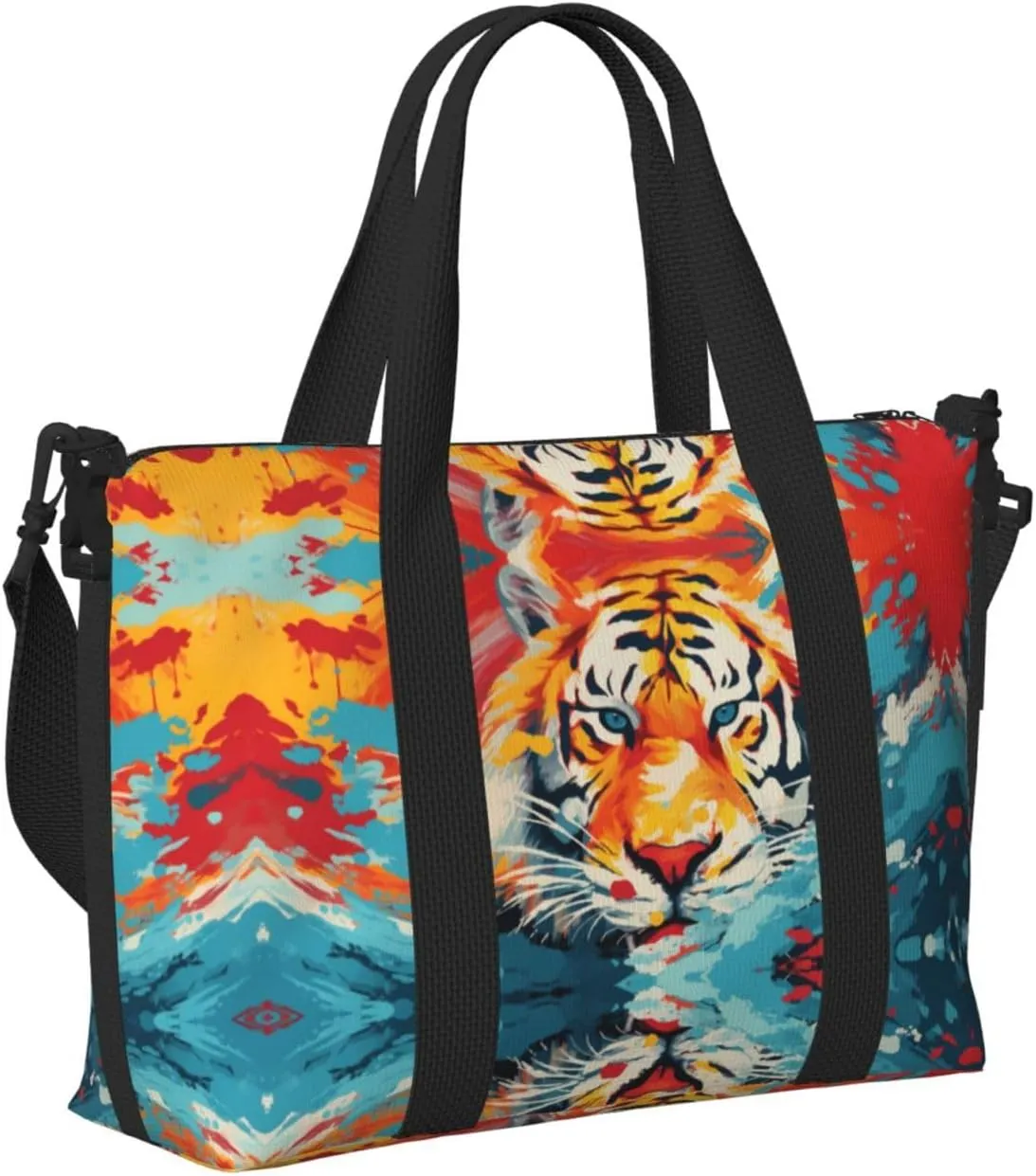 Travel Bag for Weekend Trips, Airplane Carry-On with Adjustable Strap, Tiger (10)