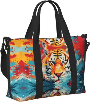 Travel Bag for Weekend Trips, Airplane Carry-On with Adjustable Strap, Tiger (10)