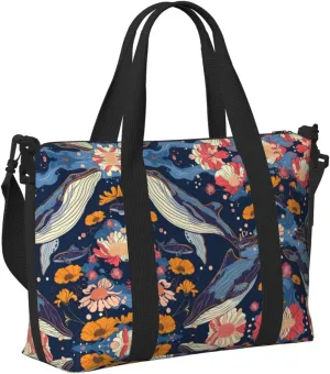 Travel Bag for Weekend Trips, Airplane Carry-On with Adjustable Strap, Whale (10)