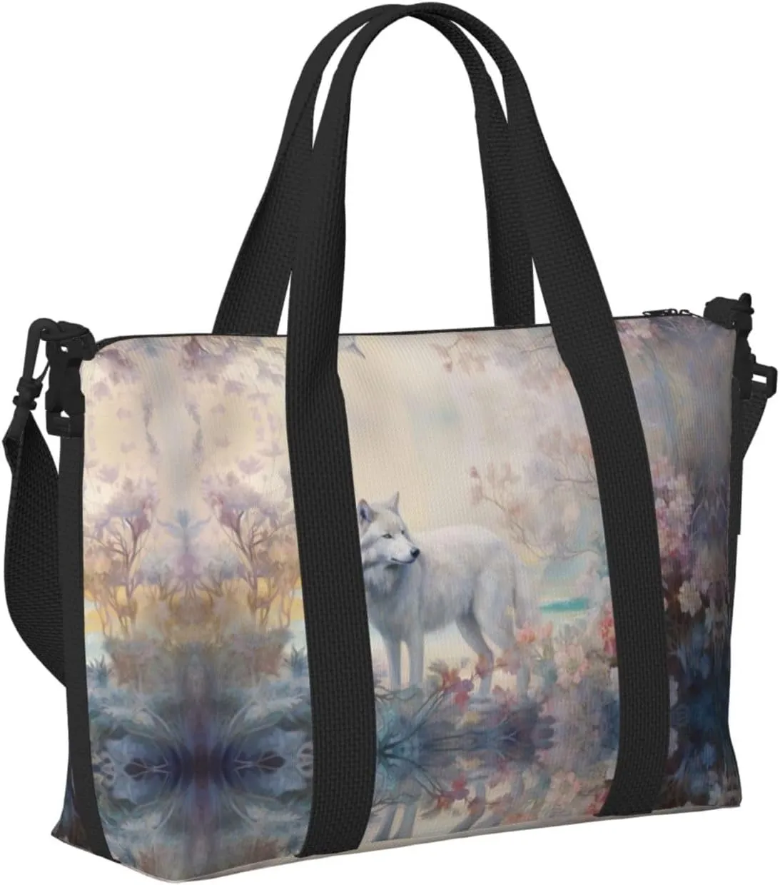 Travel Bag for Weekend Trips, Airplane Carry-On with Adjustable Strap, Wolf (8)