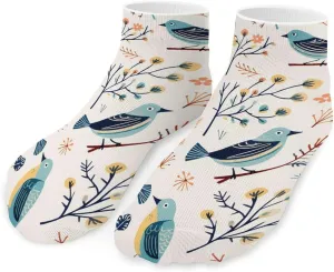 Tree Birds Spring Cute Ankle Socks 1 Pairs Low Cut No Show Sock Breathable Stocking for Men Women