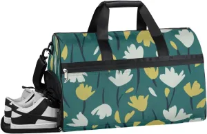 Tulip Green Cute Sports Gym Bag with Wet Pocket & Shoes Compartment Waterproof Workout Duffel Bag for Women and Men Weekender Overnight Duffle Bag Travel Carry-on Tote