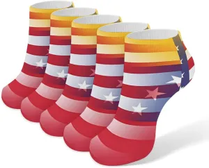 U.S. Venezuela Flag 5 Pairs Low Cut Ankle Socks for Men Women Athletic Running Socks No Show Breathable