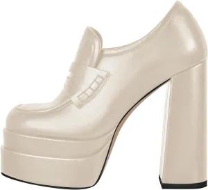 VERISSON Closed Toe Slip on Double Platform Pumps Square Toe Chunky Heels Basic Loafers Pumps
