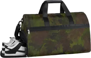 Vintage Camo Sports Gym Bag with Wet Pocket & Shoes Compartment Waterproof Workout Duffel Bag for Women and Men Weekender Overnight Duffle Bag Travel Carry-on Tote