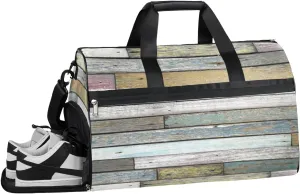 Vintage Print Sports Gym Bag with Wet Pocket & Shoes Compartment Waterproof Workout Duffel Bag for Women and Men Weekender Overnight Duffle Bag Travel Carry-on Tote