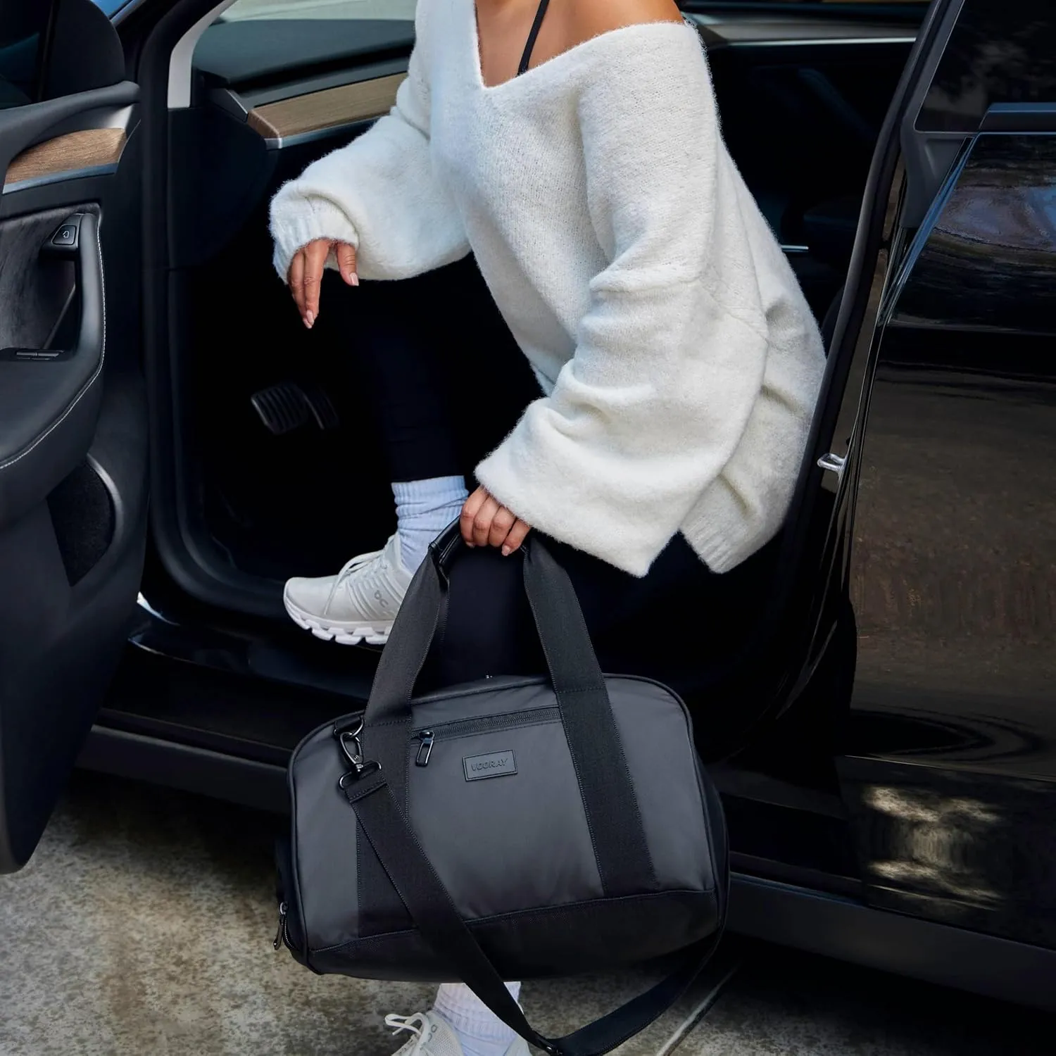 Vooray 23L Burner Gym Duffel Bag  Travel Bag for Women and Men, Sports Gym Bag with Shoe Compartment, Weekender Bag, Overnight Bag, Travel Tote Bags for Sports and Workout, Matte Black, One Size, One