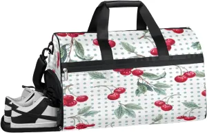 Watercolor Cherry Paint Sports Gym Bag for Women Men Travel Duffel Bag with Wet Pocket & Shoes Compartment Waterproof Weekender Overnight Tote Carry on Bag Lightweight