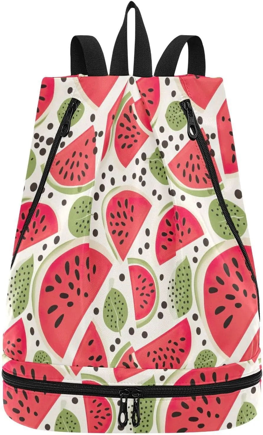 Watermelon Spot Drawstring Backpack Bag for Women Men Sports Gym Bag with Wet & Dry Compartments Durable Gym Bag Great for Walking Cycling Running Hiking