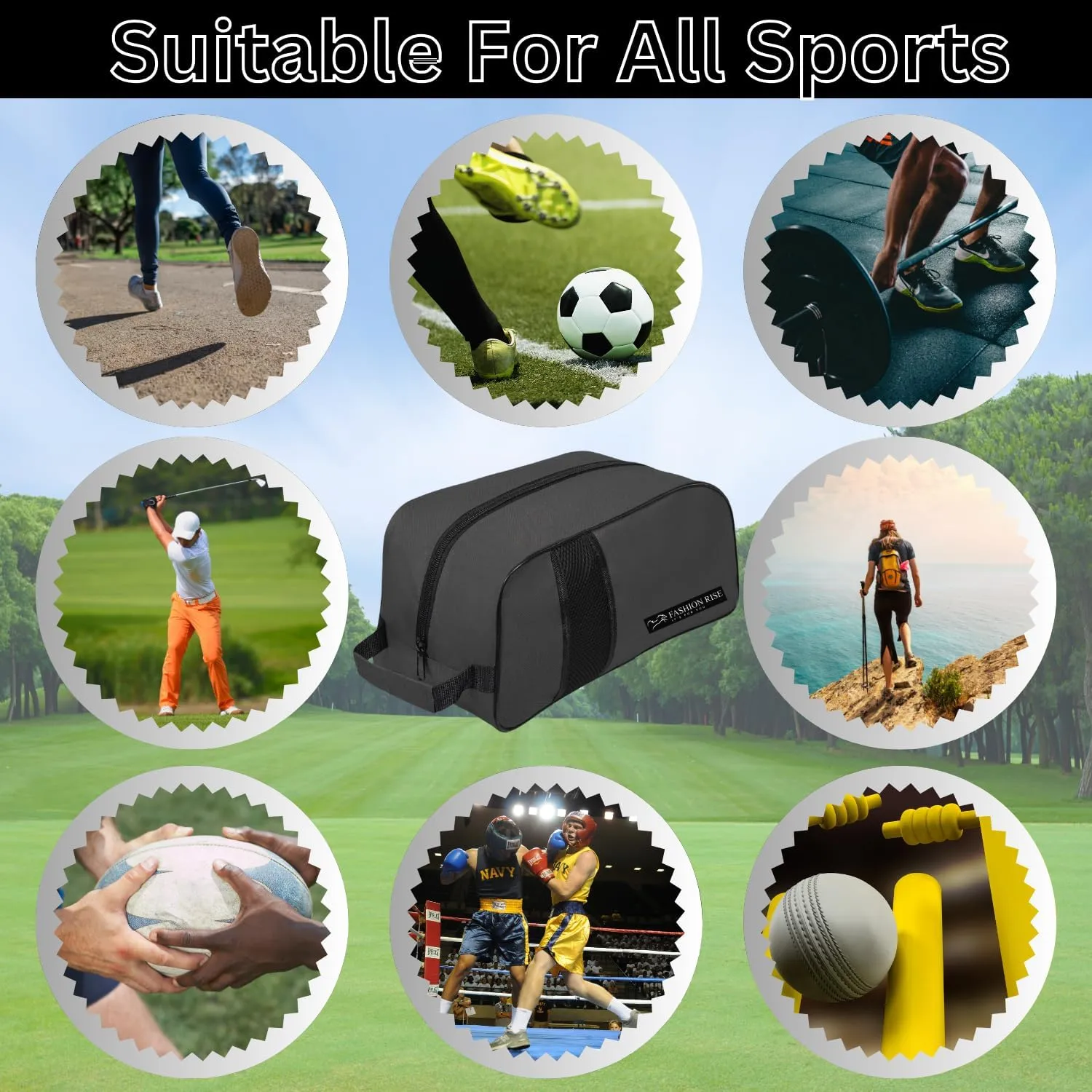 Waterproof Sports Boot/Shoe/Travel Bag for Football Cricket Rugby Golf Toiletry Gym for Boy/Girl Men/Women (Grey)