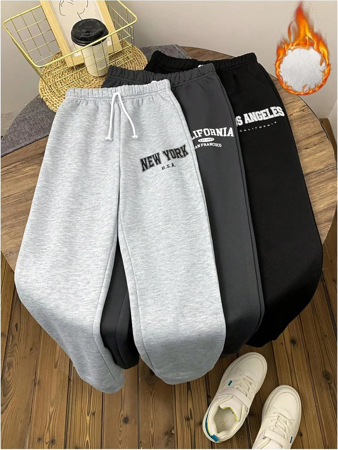 WDIRARA Boy's 3 Pack Letter Graphic Print Fleece Sweatpants Joggers Active Athletic Pants