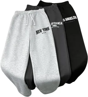 WDIRARA Boy's 3 Pack Letter Graphic Print Fleece Sweatpants Joggers Active Athletic Pants
