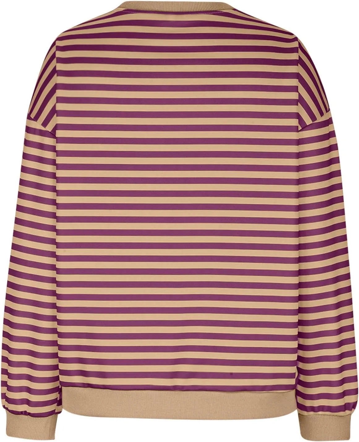 Winter Color Striped Clothes Crew Neck Long Sleeve Sweatshirts Plus Size Comfy Soft Outfits Simple Pullover