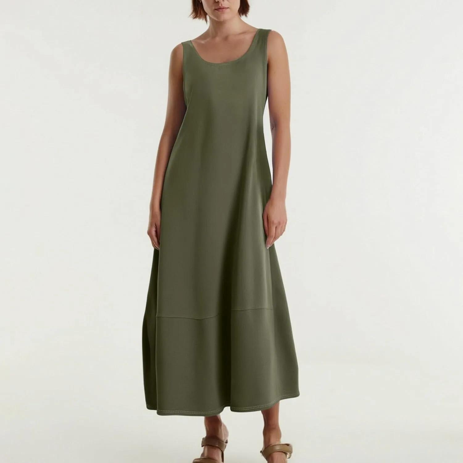 Women Dresses Casual Scoop Neck Maxi Dress Sleeveless Beach Vacation Tank Dress Flowy 2025 Summer Loose Sundress