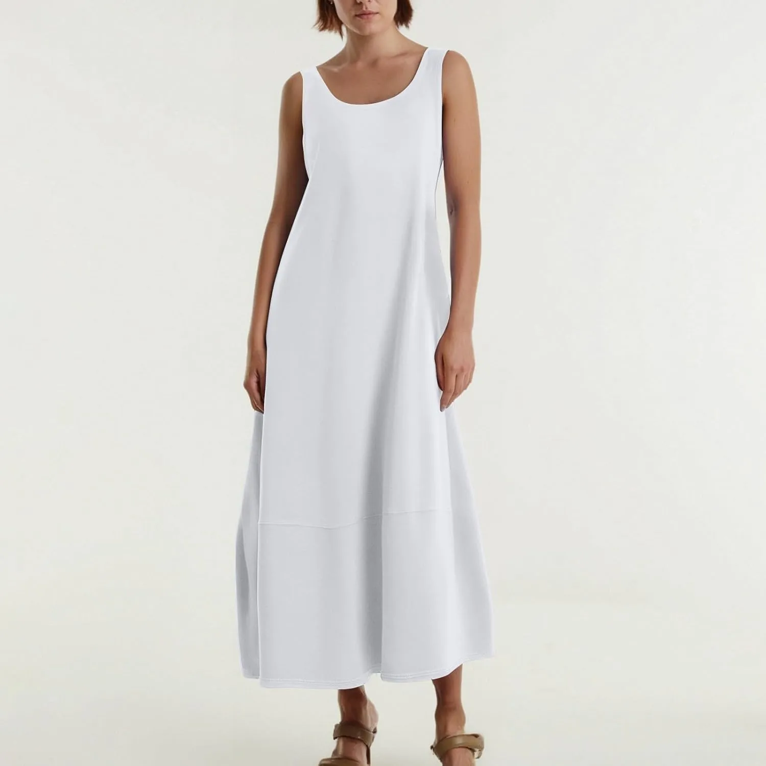 Women Dresses Casual Scoop Neck Maxi Dress Sleeveless Beach Vacation Tank Dress Flowy 2025 Summer Loose Sundress