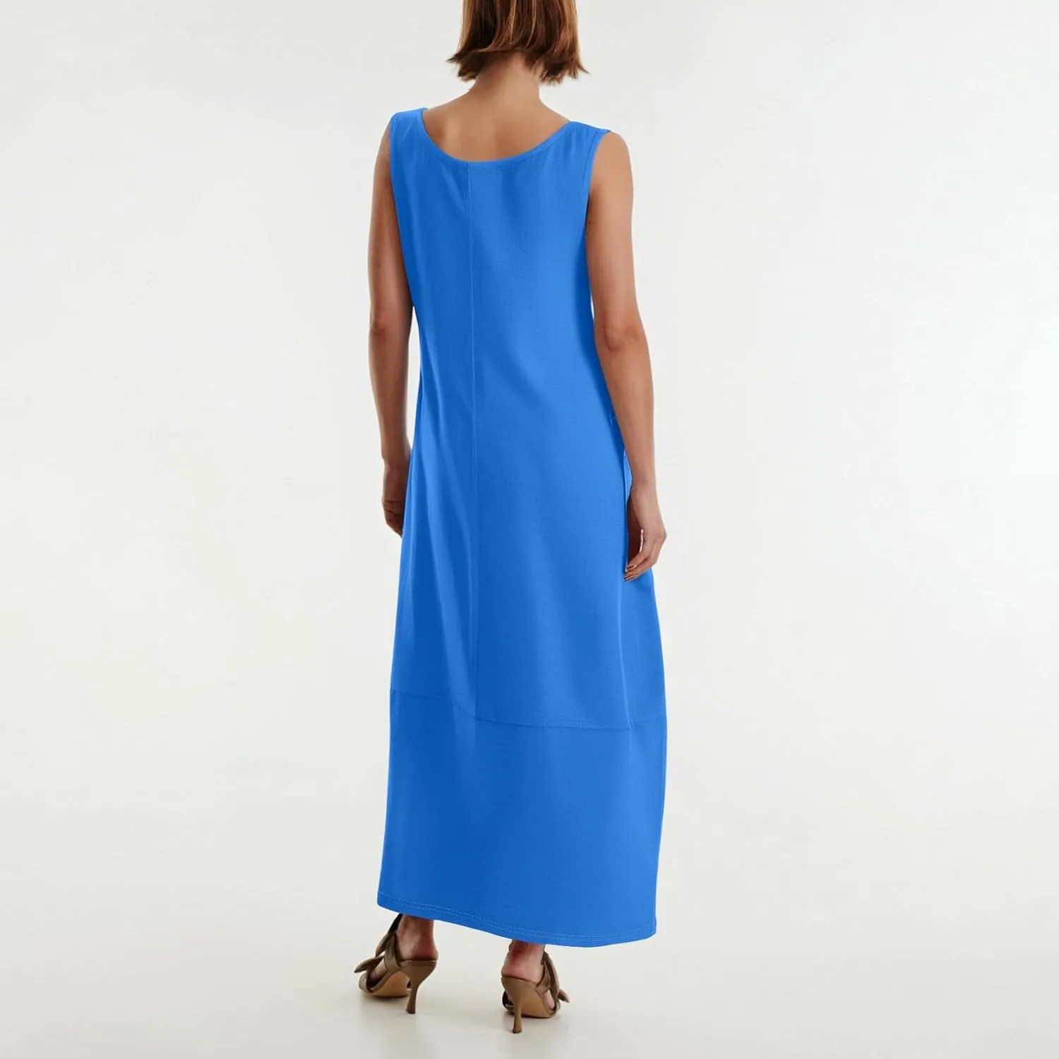 Women Dresses Sleeveless Beach Vacation Maxi Dress Scoop Neck Casual Sundress Loose 2025 Summer Flowy Tank Dress