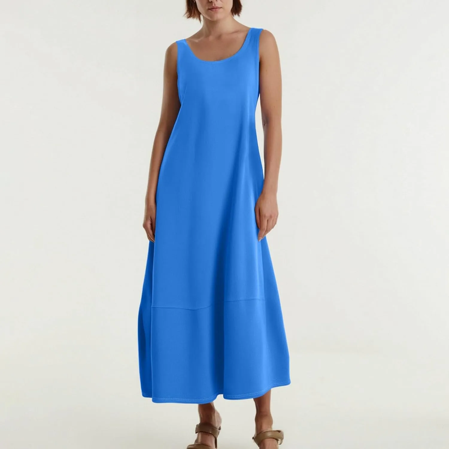Women Dresses Sleeveless Beach Vacation Maxi Dress Scoop Neck Casual Sundress Loose 2025 Summer Flowy Tank Dress
