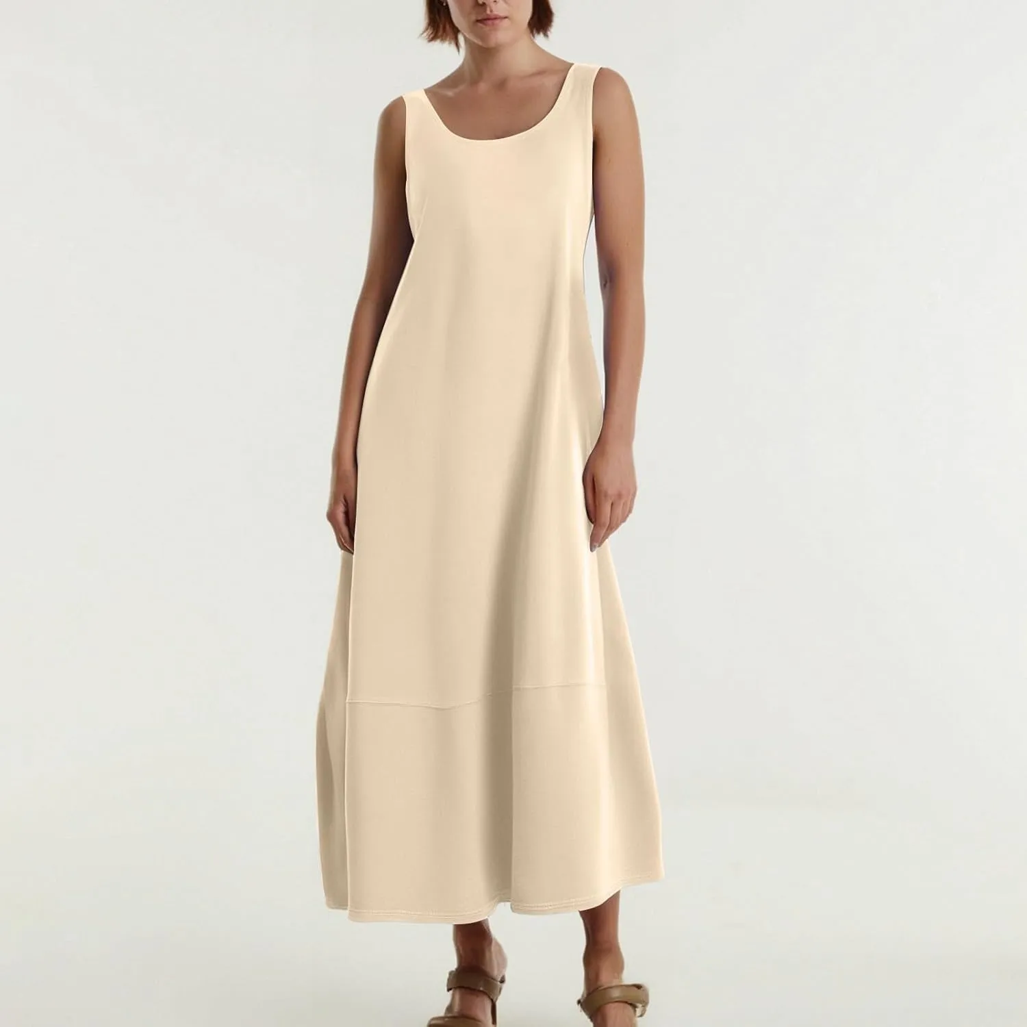 Women Dresses Sleeveless Beach Vacation Maxi Dress Scoop Neck Casual Sundress Loose 2025 Summer Flowy Tank Dress