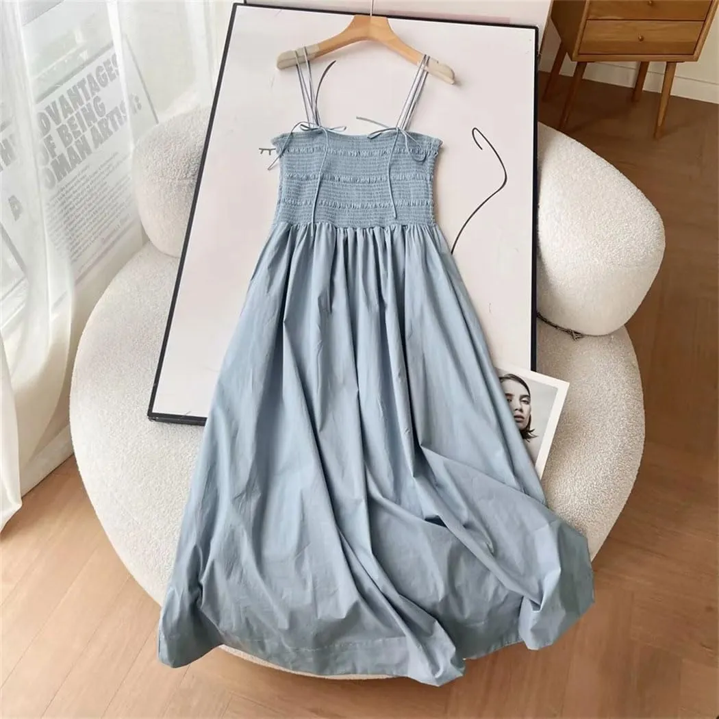 Women Lace-Up Strap Dress Adjustable Collar Summer Casual Beachwear Versatile Street Style Detachable Straps