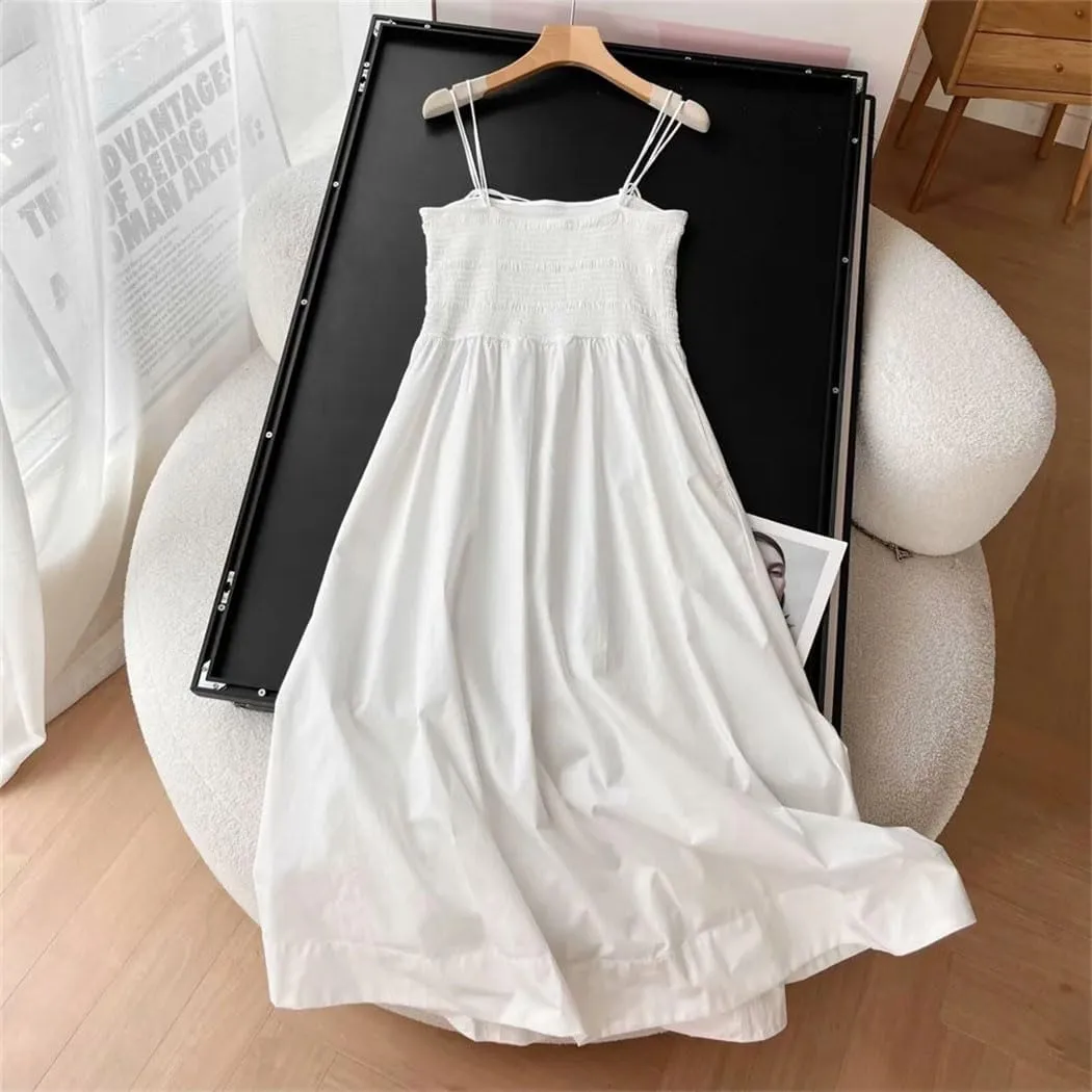 Women Lace-Up Strap Dress Adjustable Collar Summer Casual Beachwear Versatile Street Style Detachable Straps