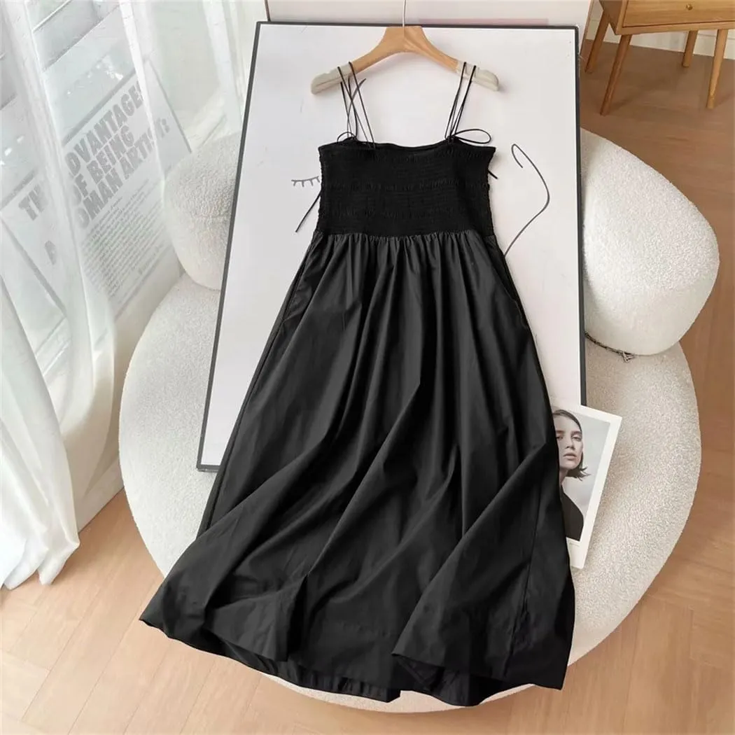 Women Lace-Up Strap Dress Adjustable Collar Summer Casual Beachwear Versatile Street Style Detachable Straps