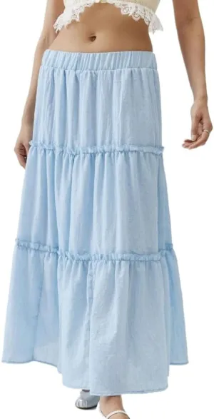 Women Summer Coquette Long Skirts Cute Pleated A Line Flowy Tiered Cottagecore Preppy Aesthetic Maxi Vacation Skirt