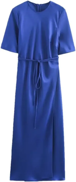 Women's Clothing Fashion Slim Fit Lace-Up Skirt Street Style Short Sleeve O-Neck Dress