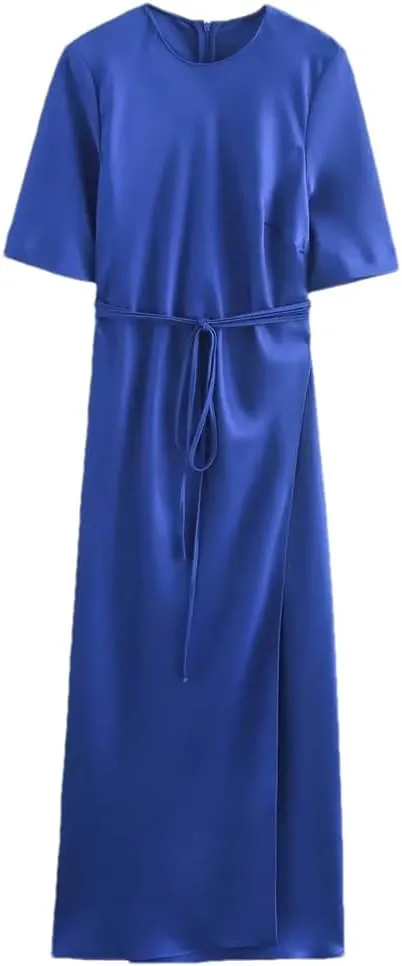Women's Clothing Fashion Slim Fit Lace-Up Skirt Street Style Short Sleeve O-Neck Dress