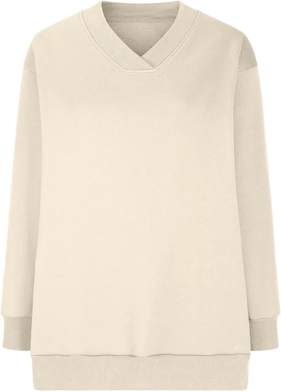 Women's Cute Oversized Hoodies,Casual V Neck Long Sleeve Fleece Sweatshirts Pullover Sweaters, Cute Basic Tops