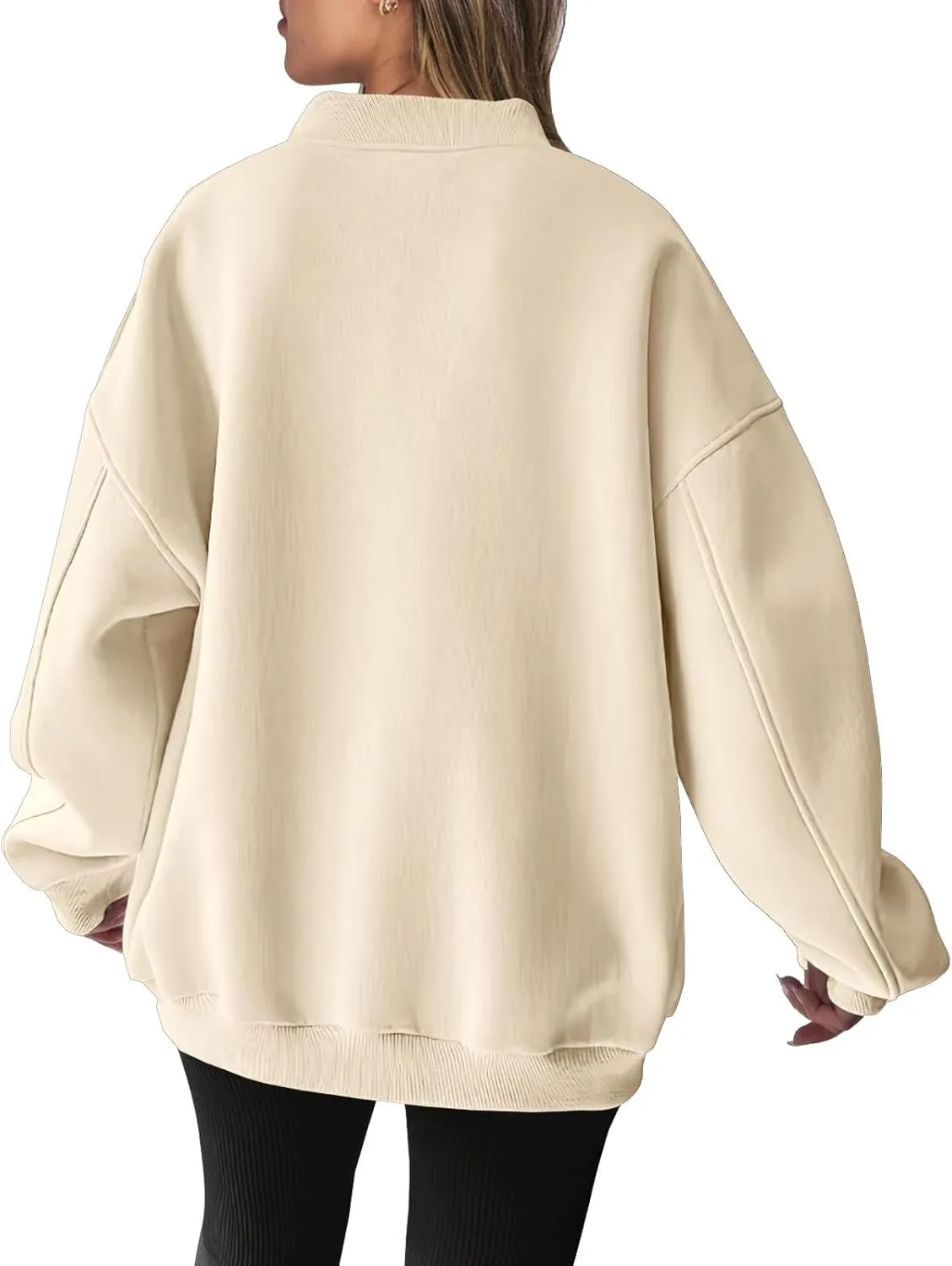 Women's Cute Oversized Hoodies,Casual V Neck Long Sleeve Fleece Sweatshirts Pullover Sweaters, Cute Basic Tops