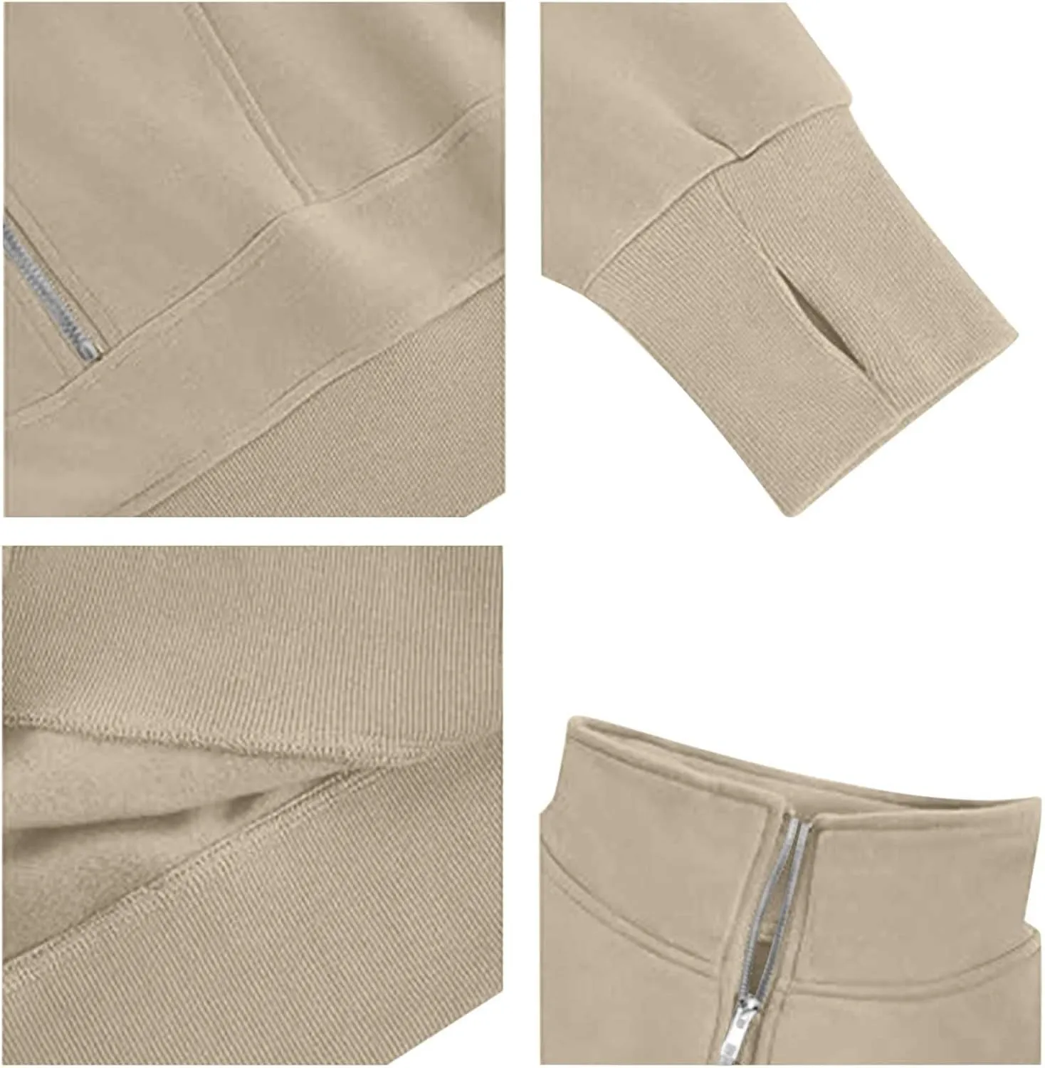 Women's Half Zipper Cropped Sweatshirts Hoodie Pullover, 2024 Outfits Loose Basic Comfy Basic Tops with Thumb Hole
