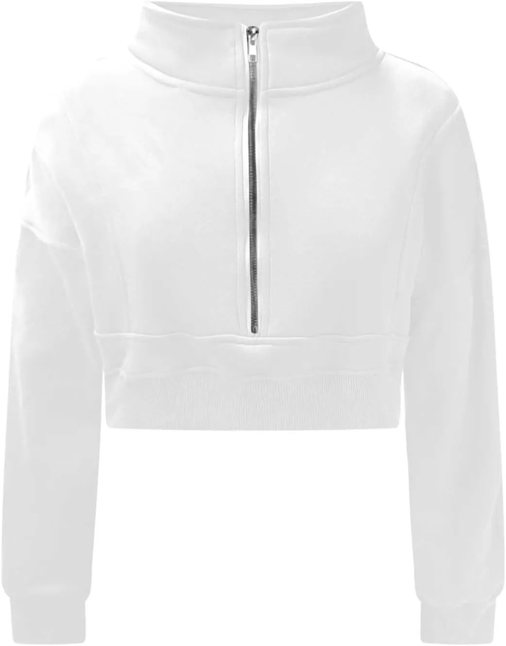Women's Half Zipper Cropped Sweatshirts Hoodies,Casual V Neck Long Sleeve Pullover Tunic Comfy Basic Tops