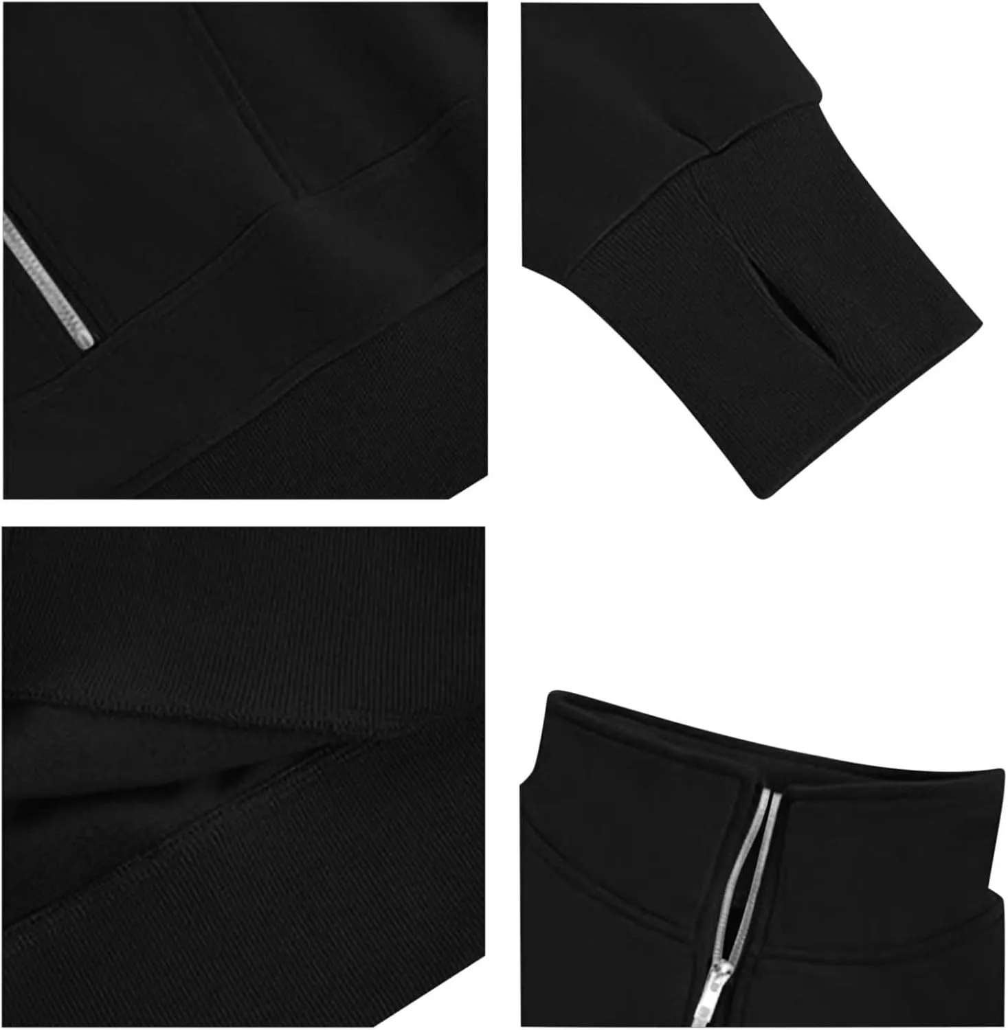 Women's Half Zipper Cropped Sweatshirts Hoodies,Casual V Neck Long Sleeve Pullover Tunic Comfy Basic Tops