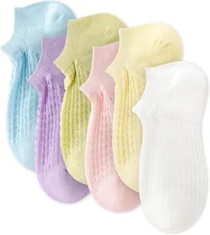 Women's Leaf Mesh No-Show Sheer Socks 6-Pack, Low-Cut Invisible Sock for Shoe Size 5-8