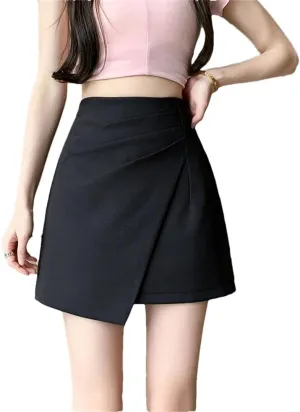 Women's Mini Skirt Fashion Korean Street Style Pleated Wrap Short Skirt A-Line Bodycon Dress
