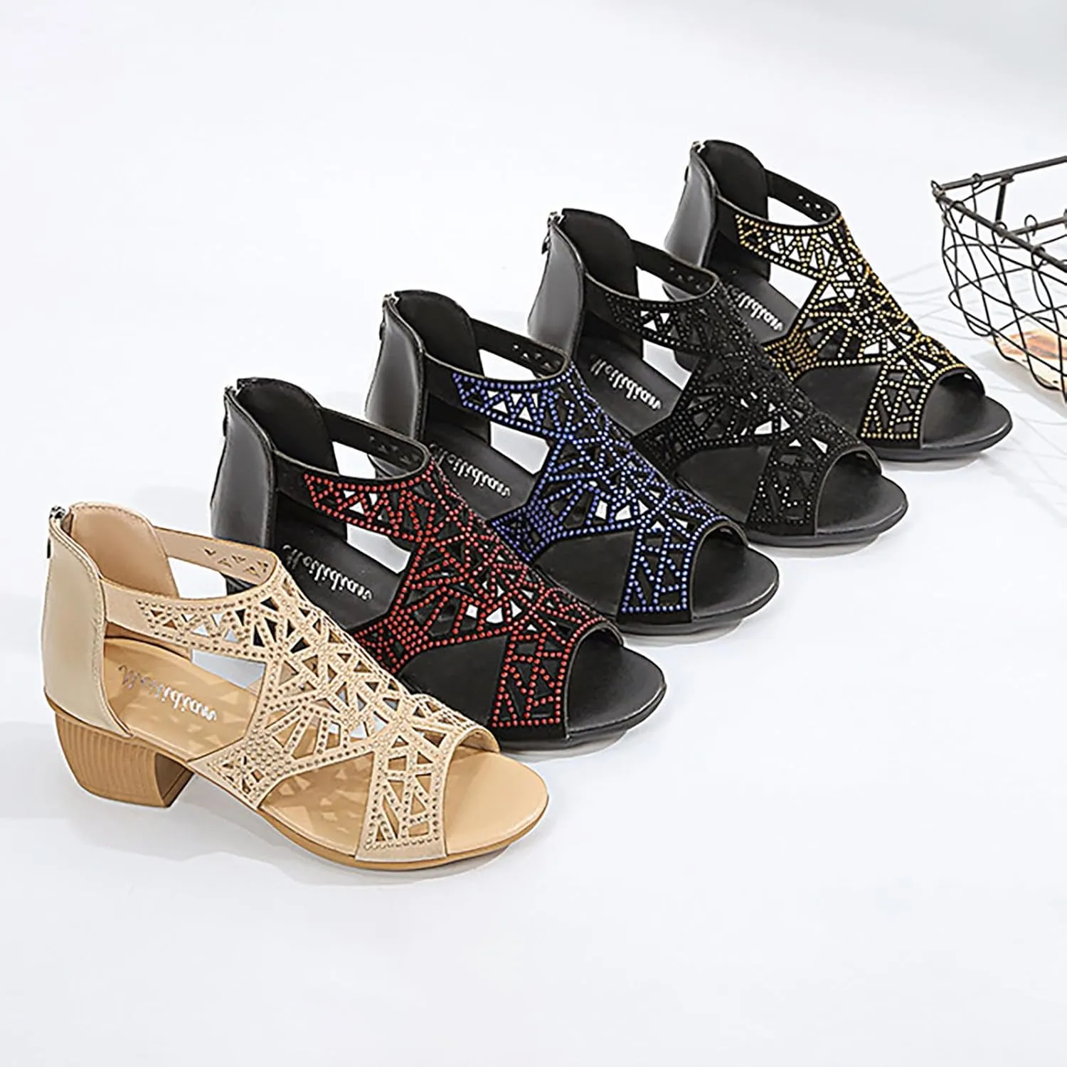 Women's Open Toe Ankle Strap Chunky Block Heel Sandals for Summer Casual Outfits with Comfortable Mid Heel Design
