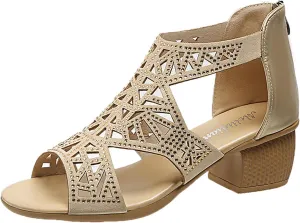 Women's Open Toe Ankle Strap Chunky Block Heel Sandals for Summer Casual Outfits with Comfortable Mid Heel Design